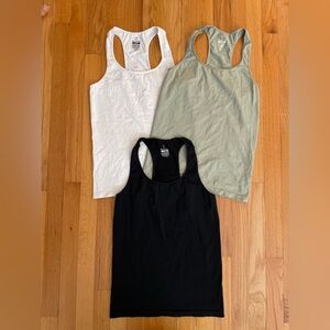 BLANQI Women's Racerback Tank Top Trio - Black, White, and Green